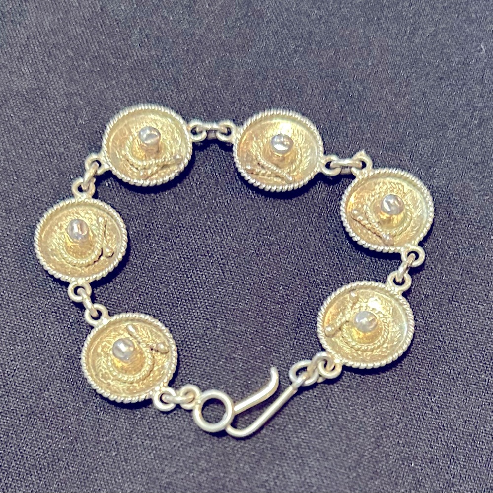 Vintage sterling silver made in Mexico sombrero link 7.5” chain bracelet - 16g